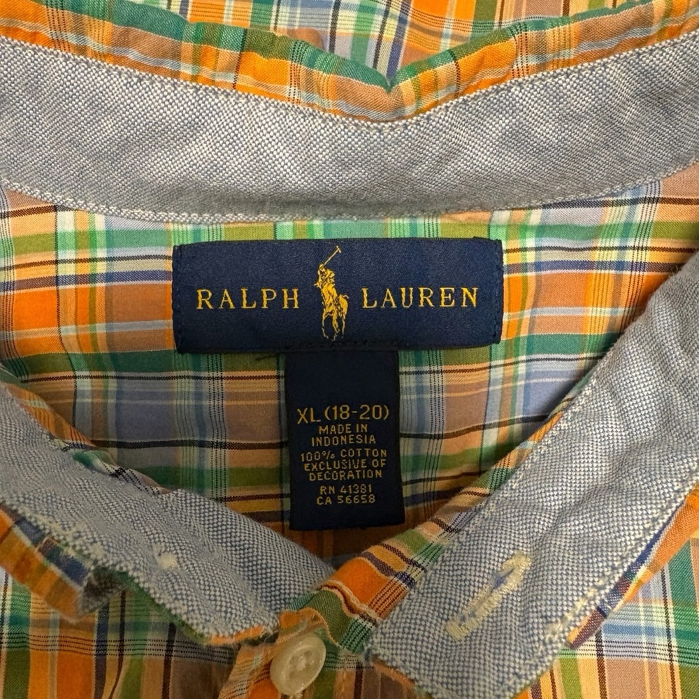 Ralph Lauren Shirt Boys XL Button Down Long Sleeve Classic School Blue Spring - Picture 4 of 5
